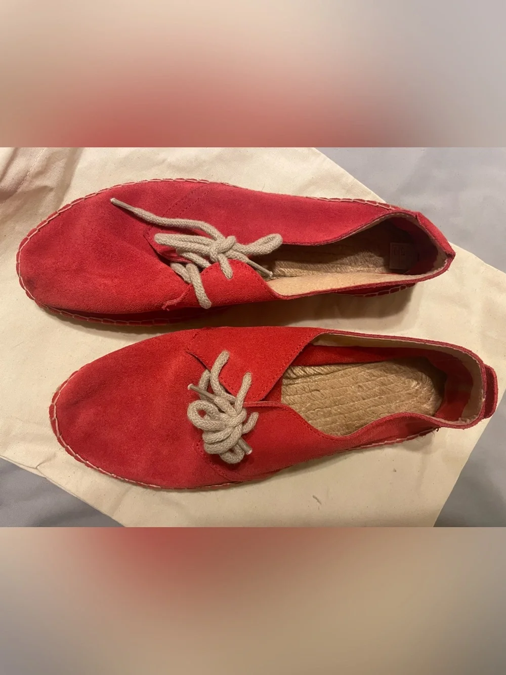 Made in Spain - Red Suede Espadrille Lace-Up Flats